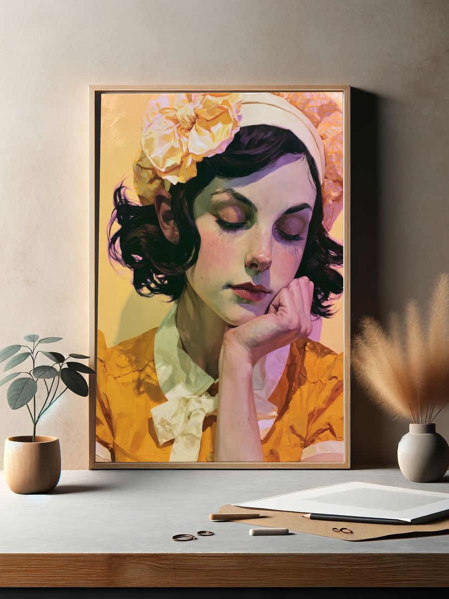 Dreamy Portrait Illustration Poster. — room view 2