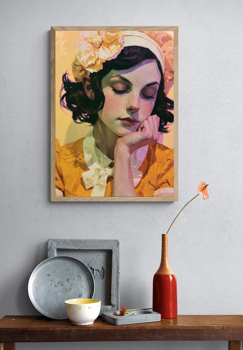 Dreamy Portrait Illustration Poster. — room view 3