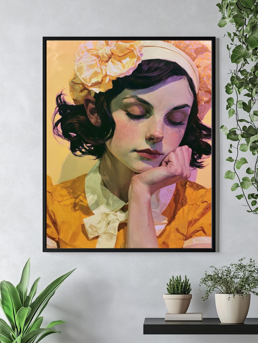 Dreamy Portrait Illustration Poster. — room view 4