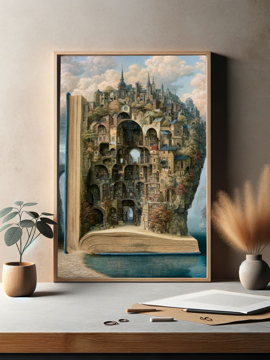 Floating Library Fantasy Print. — room view 2