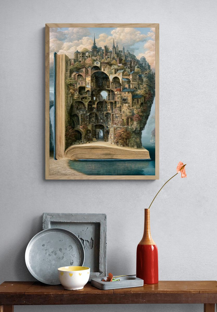 Floating Library Fantasy Print. — room view 3