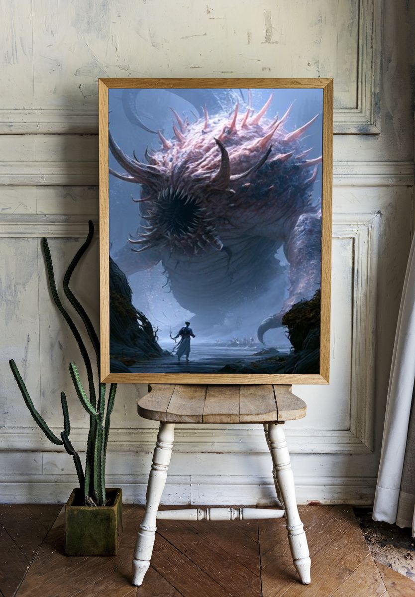 Sea Monster Fantasy Illustration Poster. room preview
