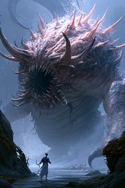 Sea Monster Fantasy Illustration Poster.