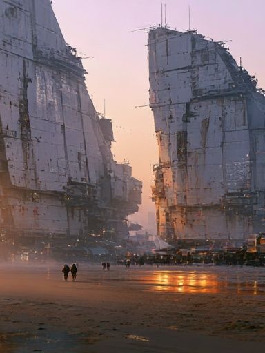 Futuristic Cityscape Sunset Poster. poster — illustration art