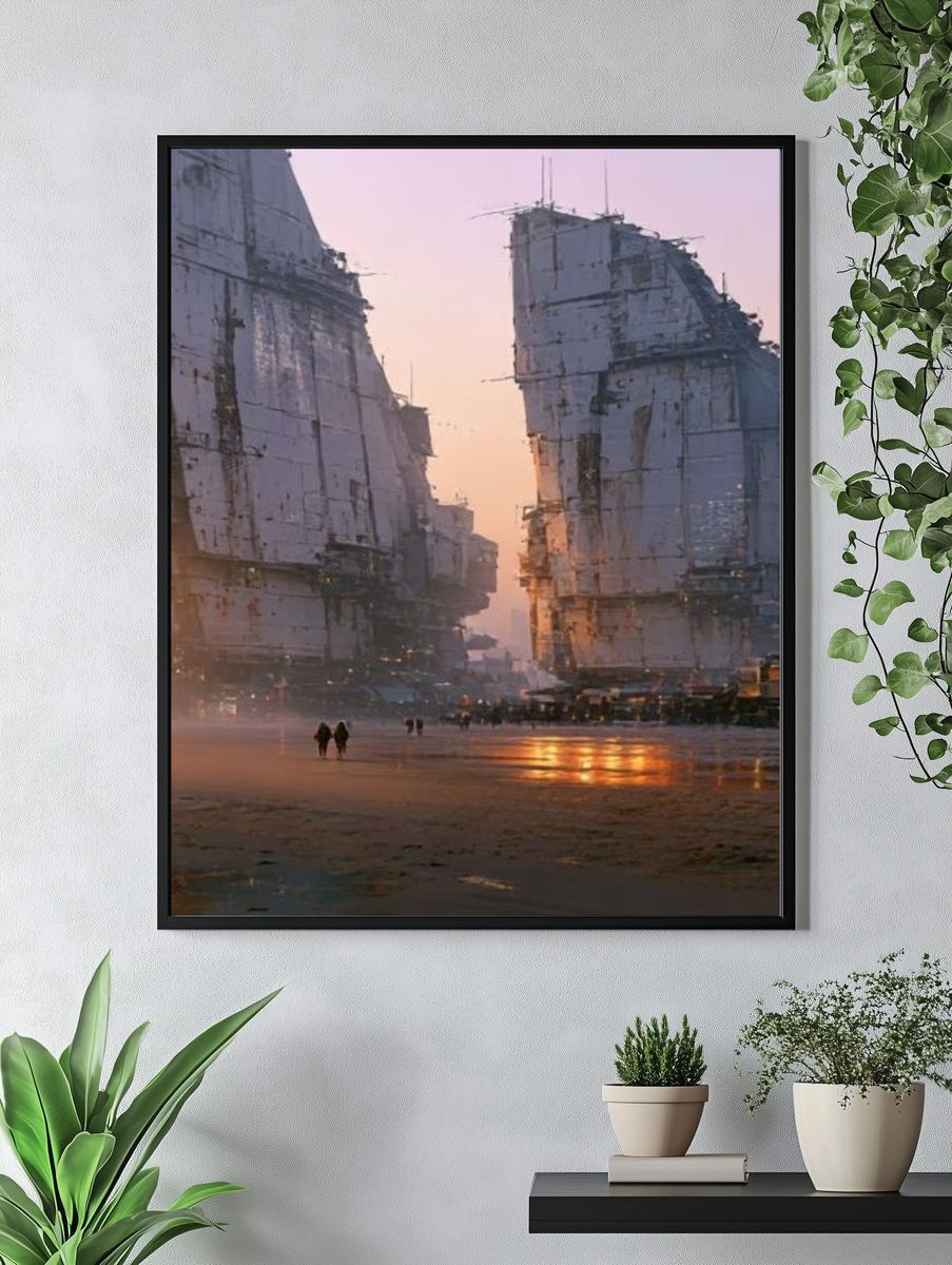 Futuristic Cityscape Sunset Poster. — room view 4