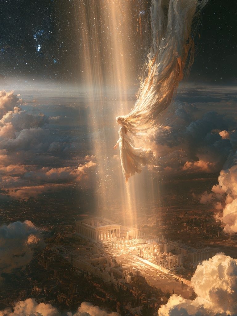 Celestial Descent Fantasy Print. poster detail