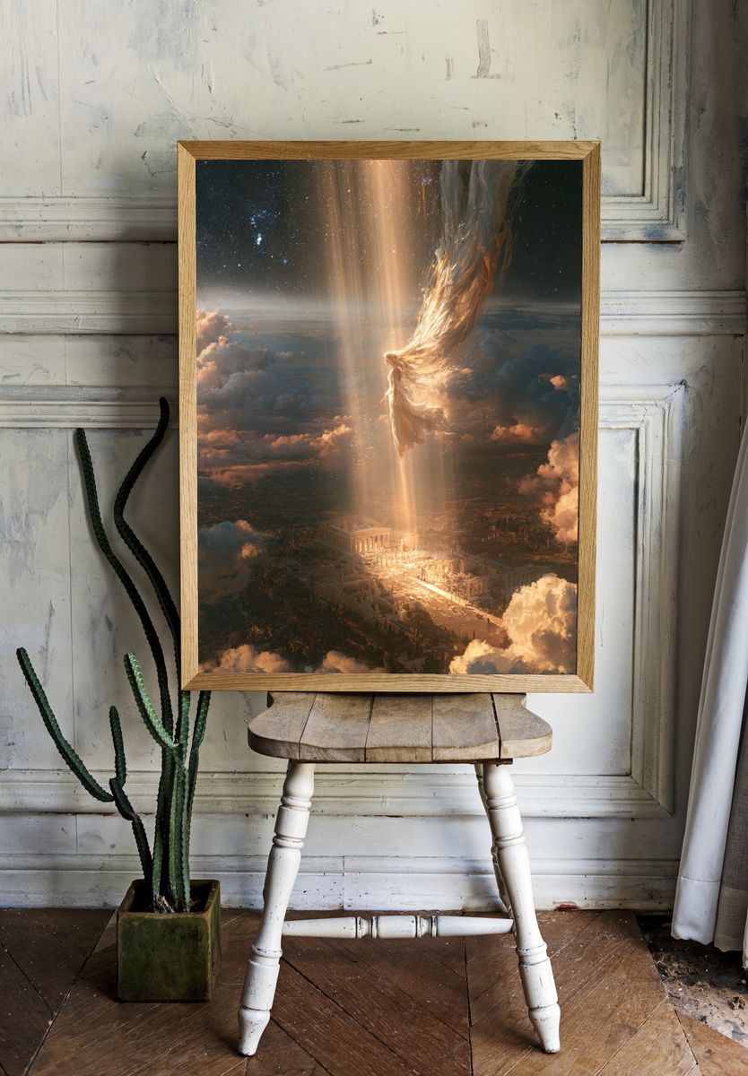 Celestial Descent Fantasy Print. room preview