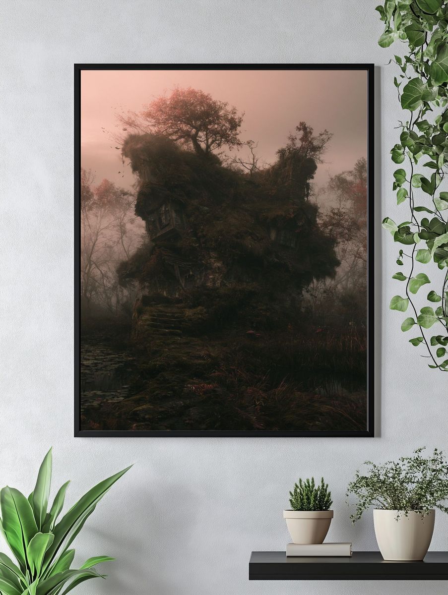 Misty Forest Ruins Poster. — room view 4