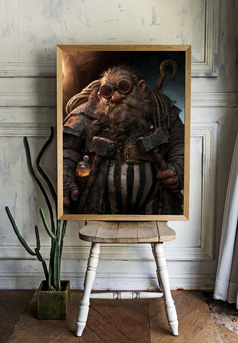 Steampunk Dwarf Portrait Poster. room preview