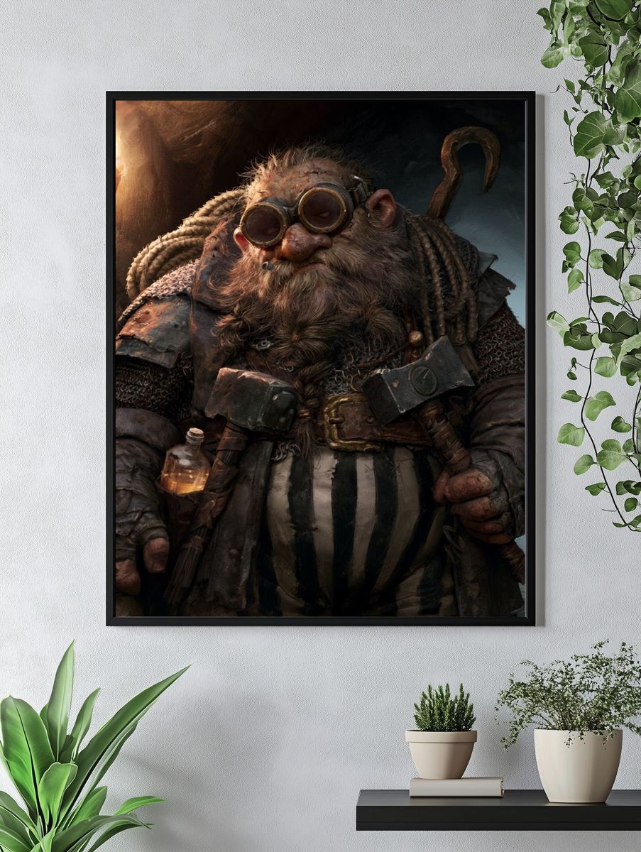 Steampunk Dwarf Portrait Poster. — room view 4