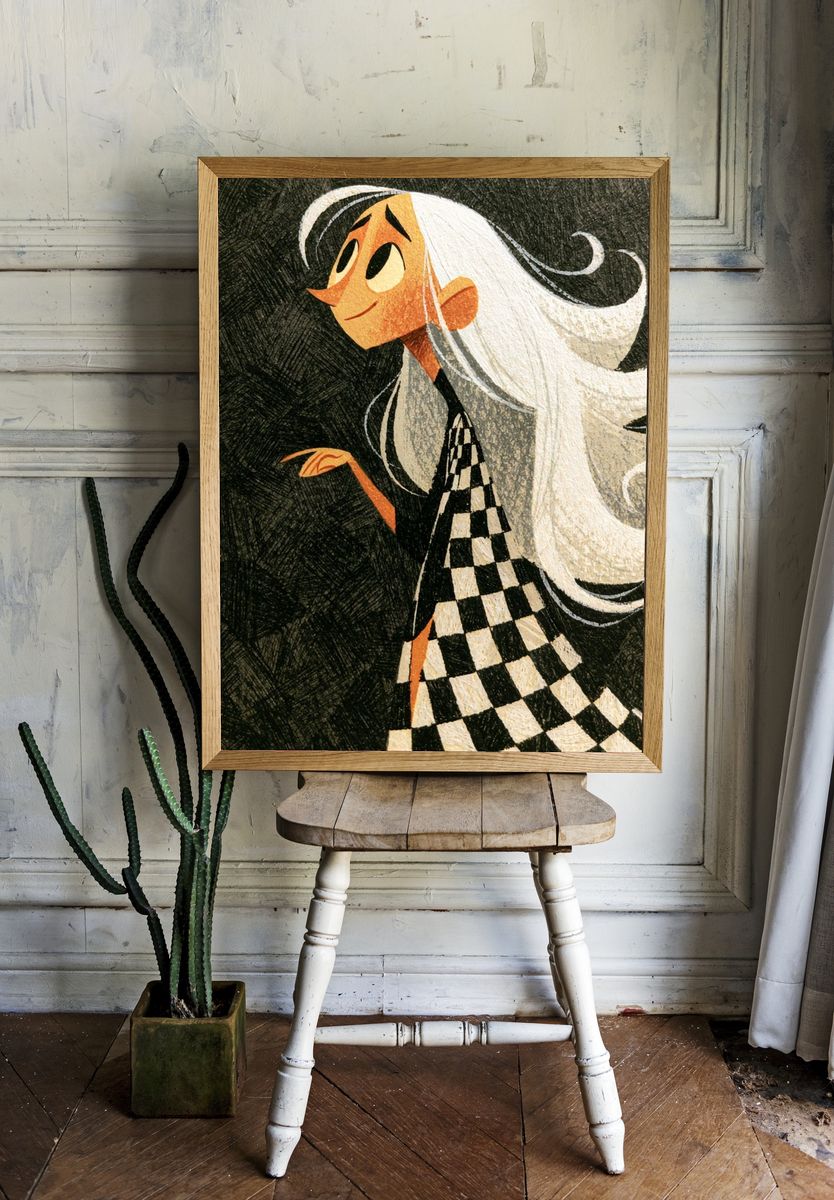 Stylized Girl Portrait Print. room preview