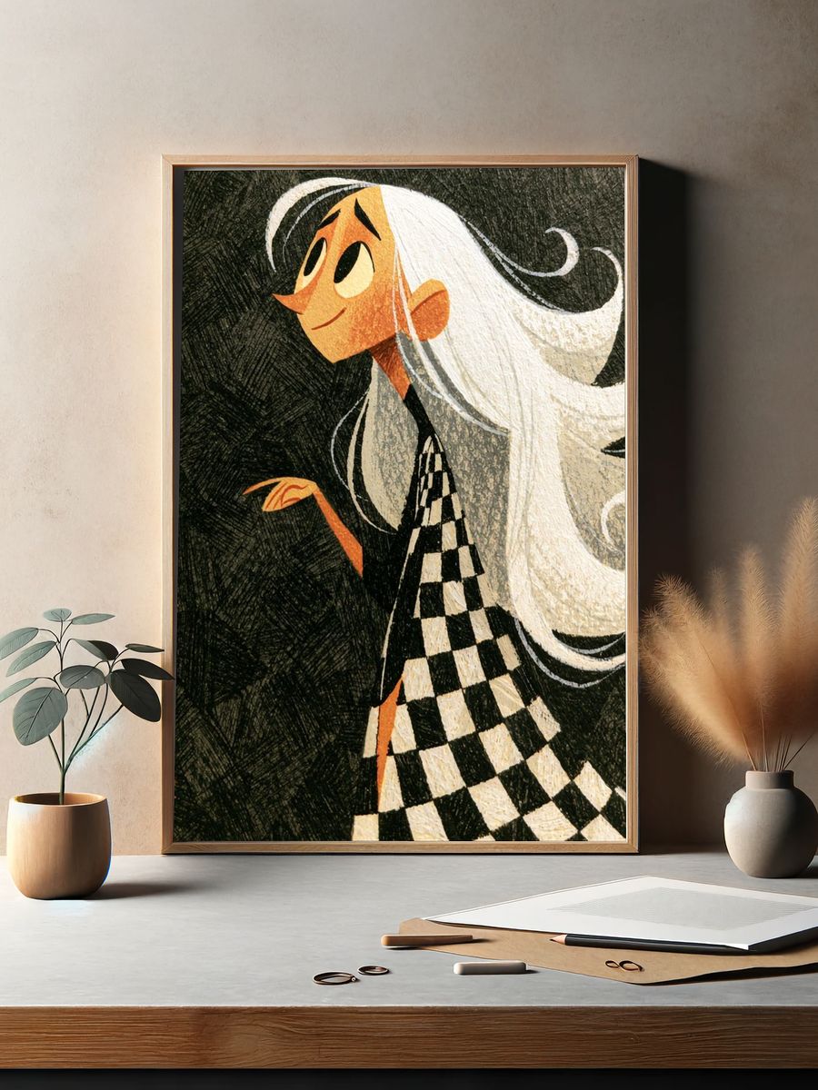 Stylized Girl Portrait Print. — room view 2