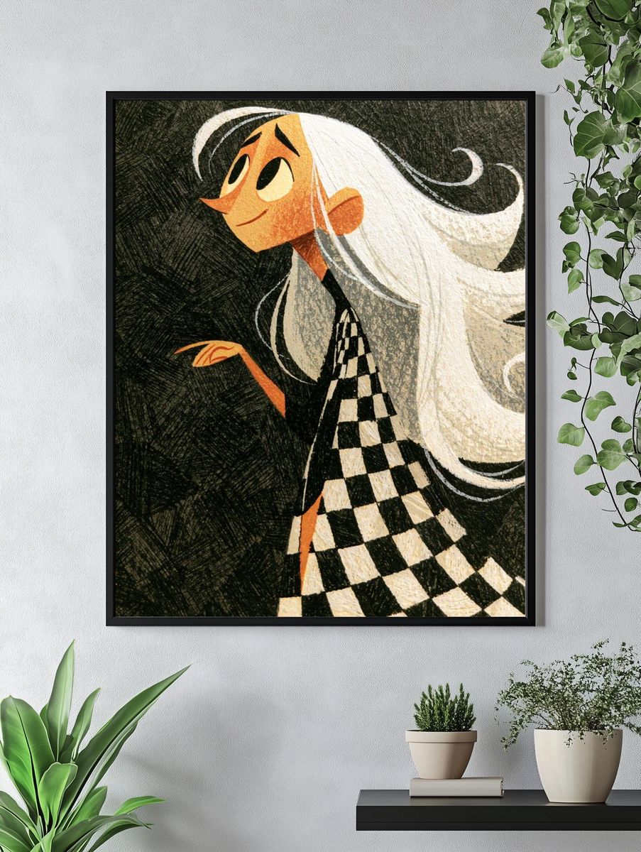 Stylized Girl Portrait Print. — room view 4