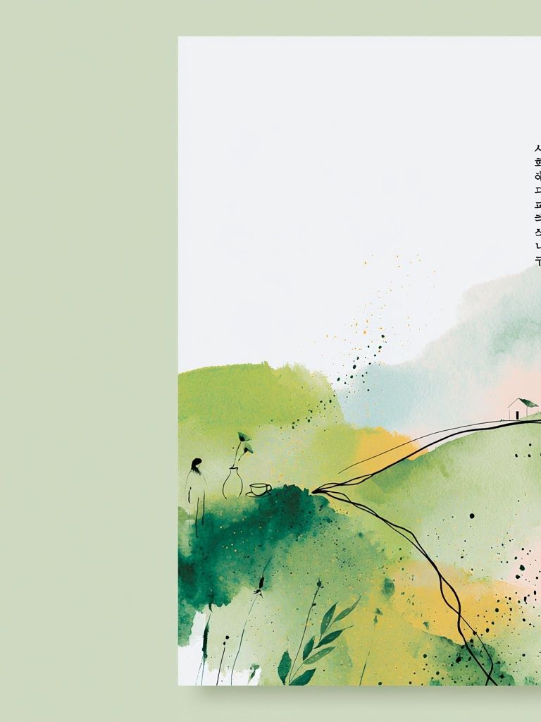 Korean Landscape Watercolor Poster. poster detail