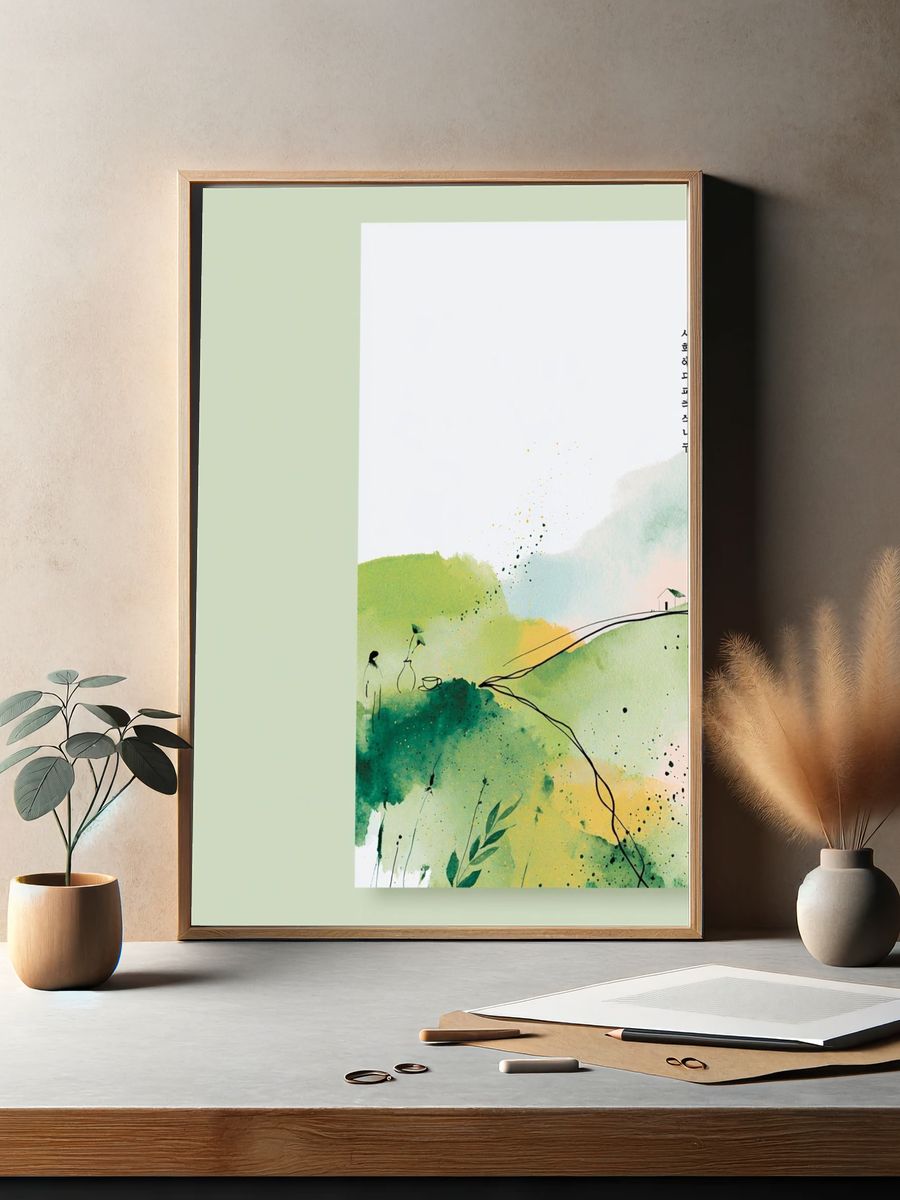 Korean Landscape Watercolor Poster. — room view 2