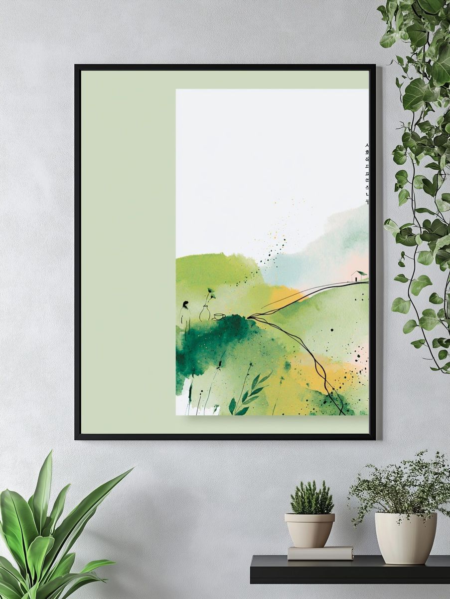 Korean Landscape Watercolor Poster. — room view 4