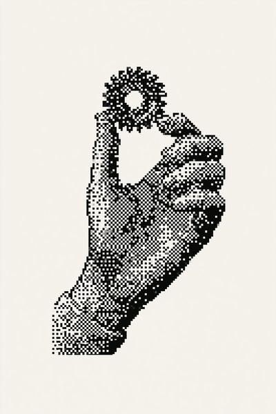 Pixelated Hand Gesture Print. poster