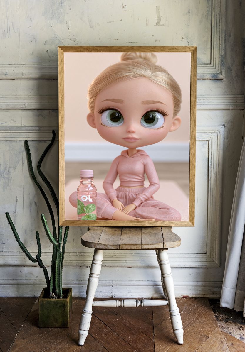 Pastel Doll Portrait Illustration Poster. room preview