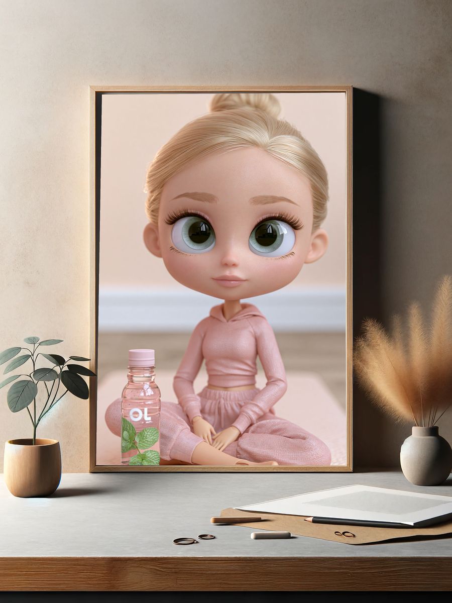 Pastel Doll Portrait Illustration Poster. — room view 2