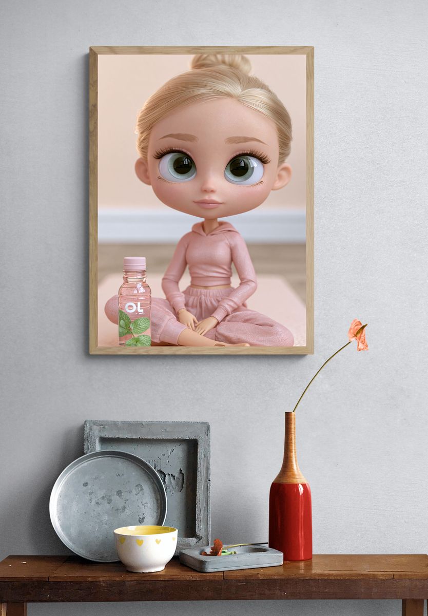 Pastel Doll Portrait Illustration Poster. — room view 3
