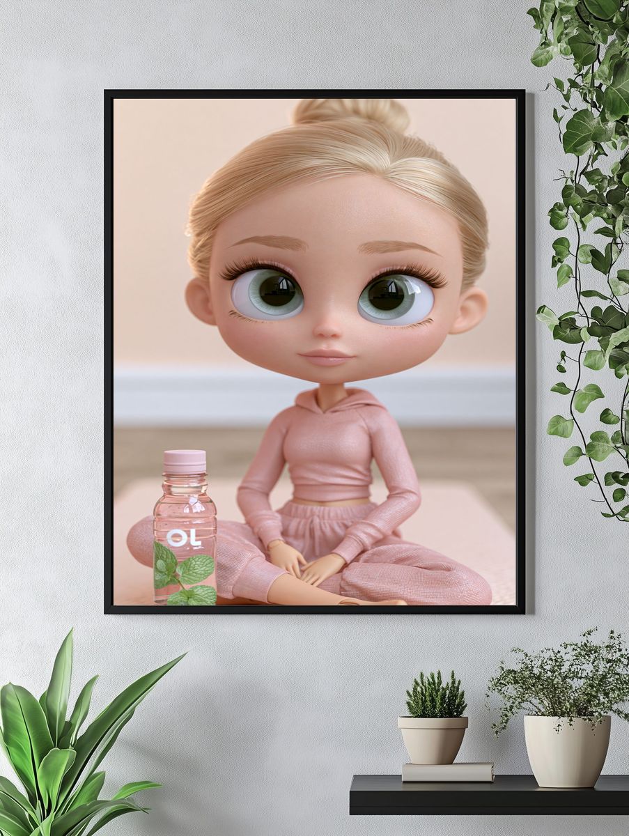 Pastel Doll Portrait Illustration Poster. — room view 4