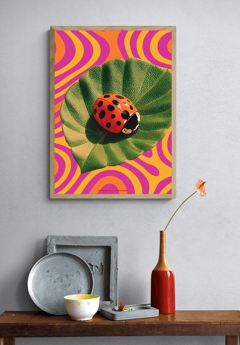 Ladybug Leaf Pop Art Poster. — room view 3