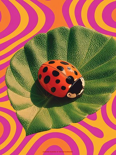 Ladybug Leaf Pop Art Poster. poster print