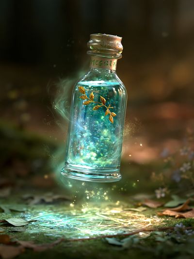 Enchanted Glass Bottle Illustration Poster.
