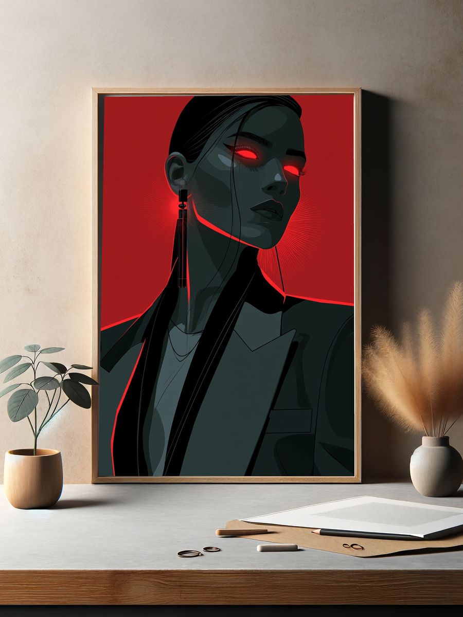 Cyberpunk Woman Portrait Poster. — room view 2