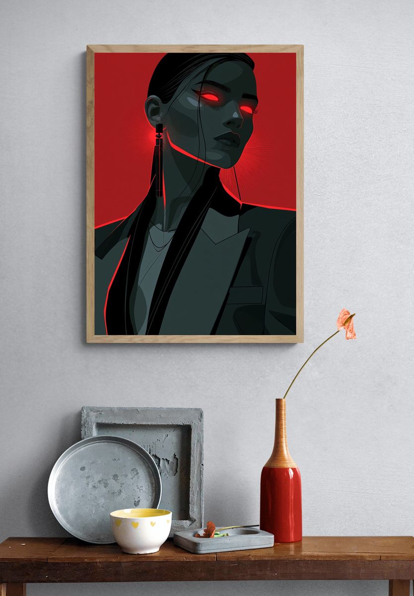 Cyberpunk Woman Portrait Poster. — room view 3