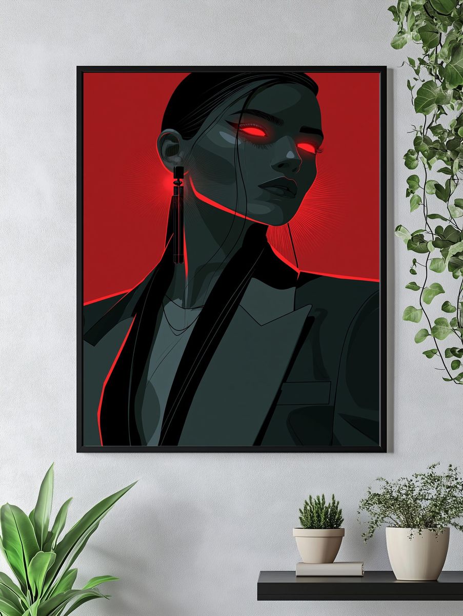 Cyberpunk Woman Portrait Poster. — room view 4