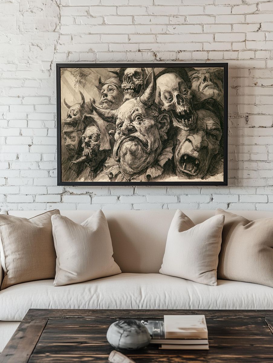 Skull Horde Dark Fantasy Print. room preview