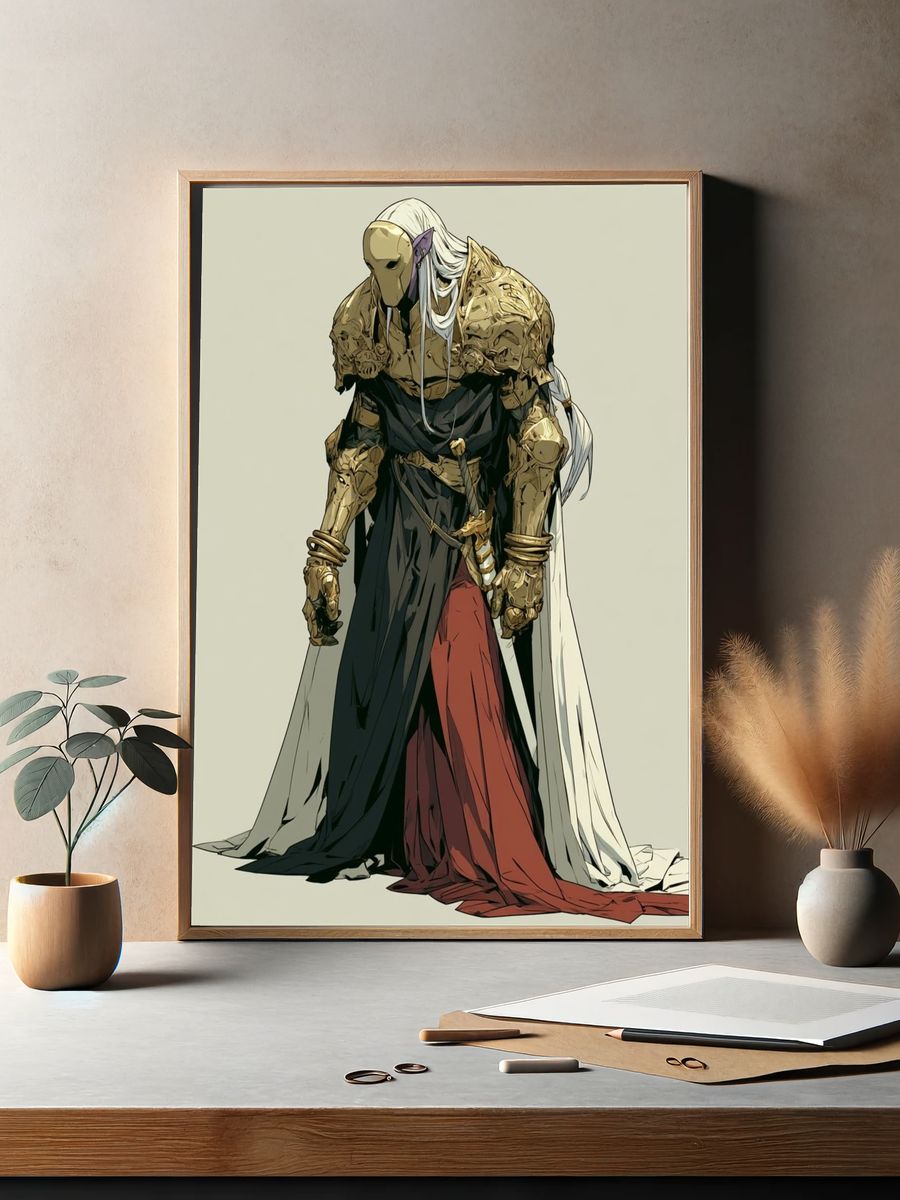 Armored Fantasy Warrior Illustration Poster. — room view 2