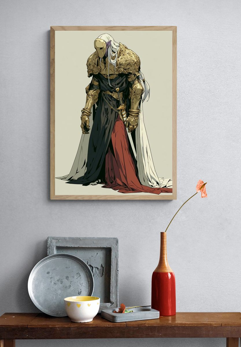 Armored Fantasy Warrior Illustration Poster. — room view 3