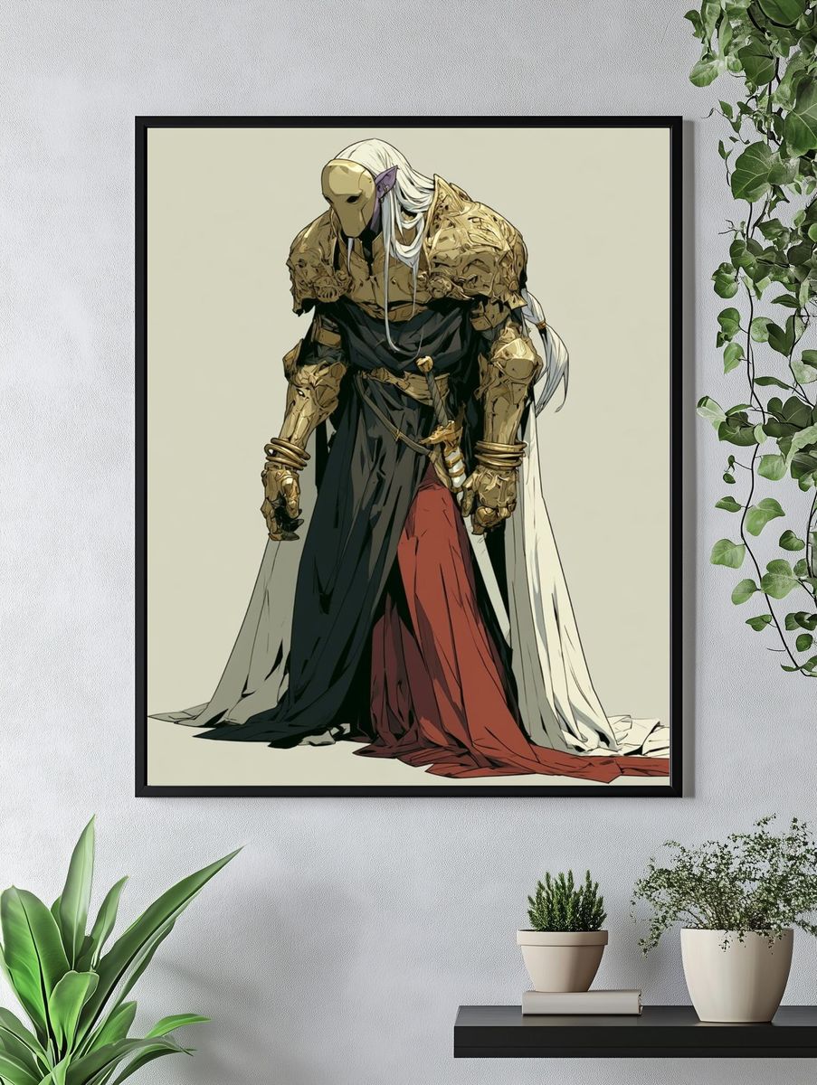 Armored Fantasy Warrior Illustration Poster. — room view 4
