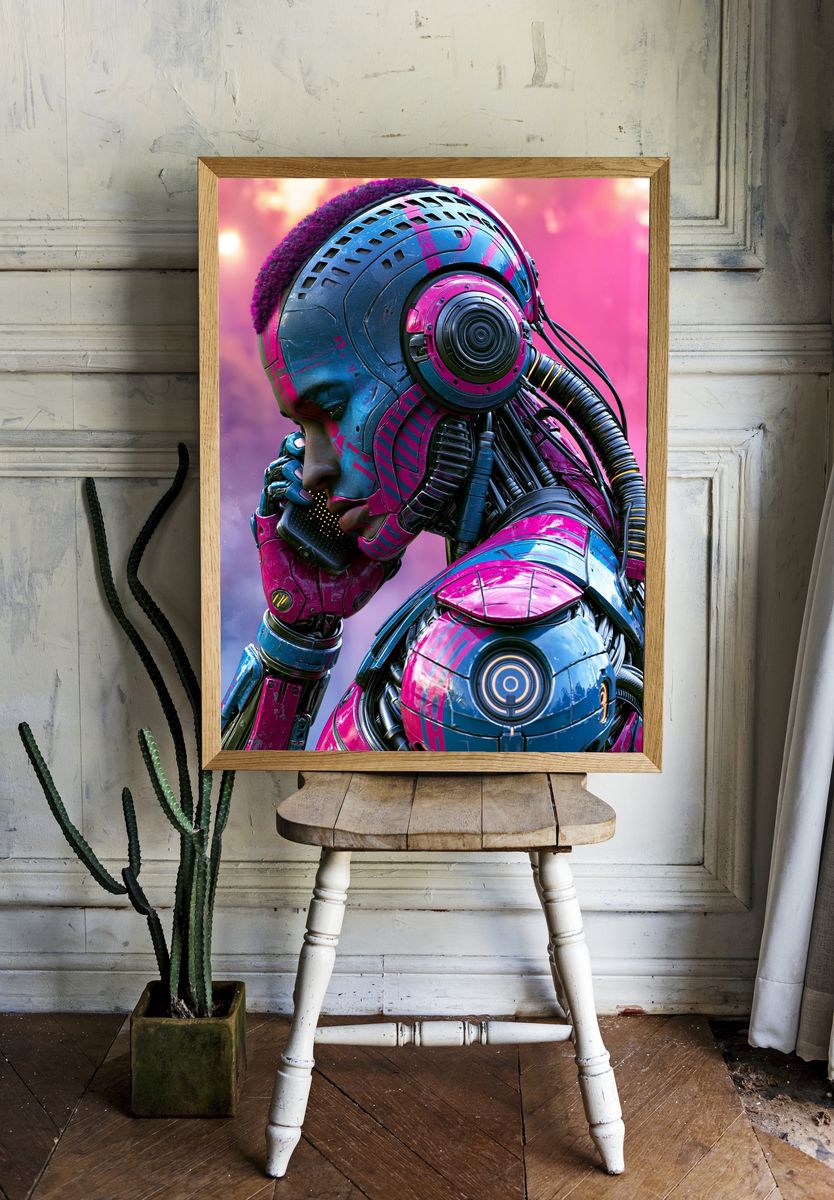 Cyberpunk Android Portrait Poster. — room view 1