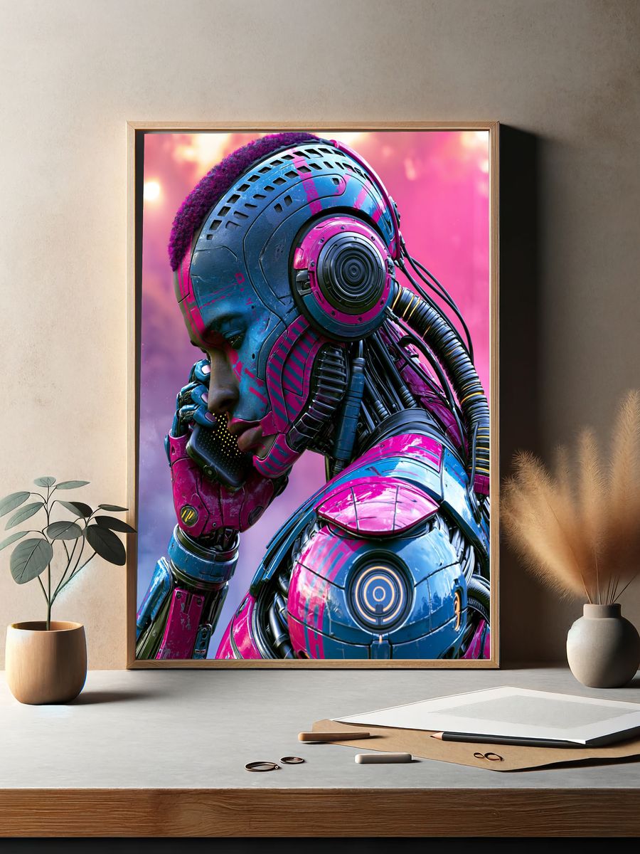 Cyberpunk Android Portrait Poster. — room view 2