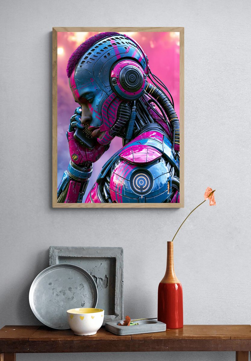 Cyberpunk Android Portrait Poster. — room view 3