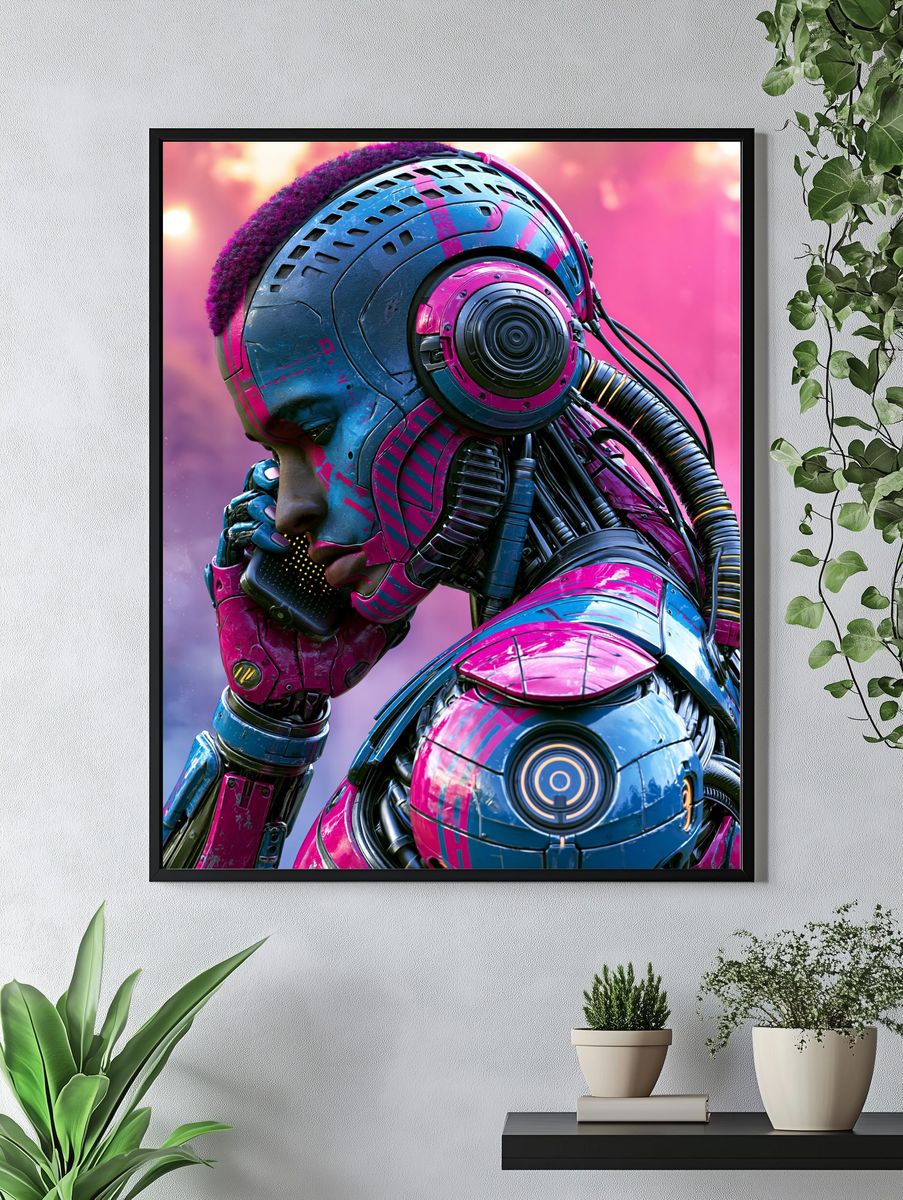Cyberpunk Android Portrait Poster. — room view 4