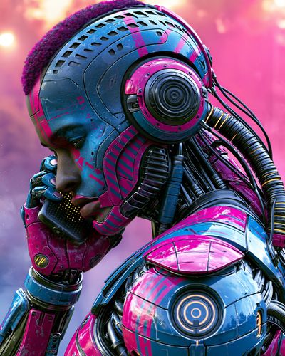 Cyberpunk Android Portrait Poster. poster