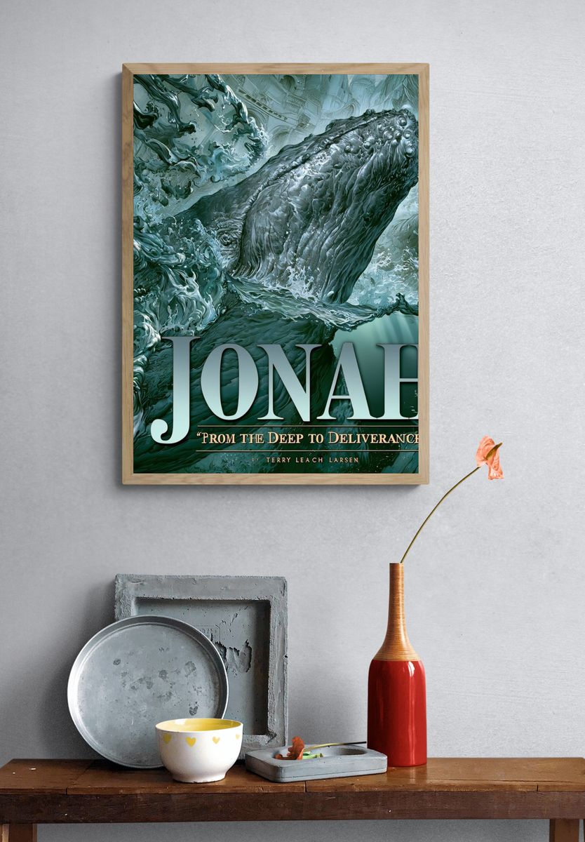 Jonah Whale Illustration Poster. — room view 3