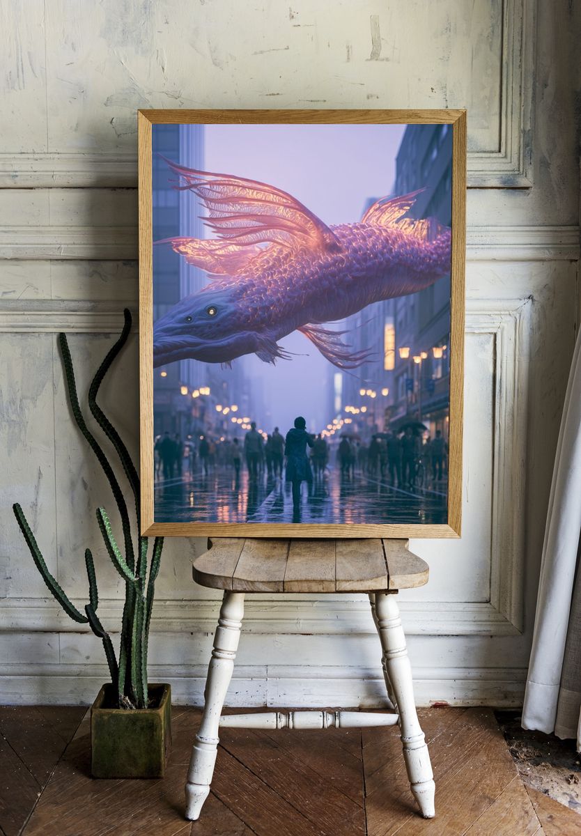 Glowing Leviathan Cityscape Poster. — room view 1
