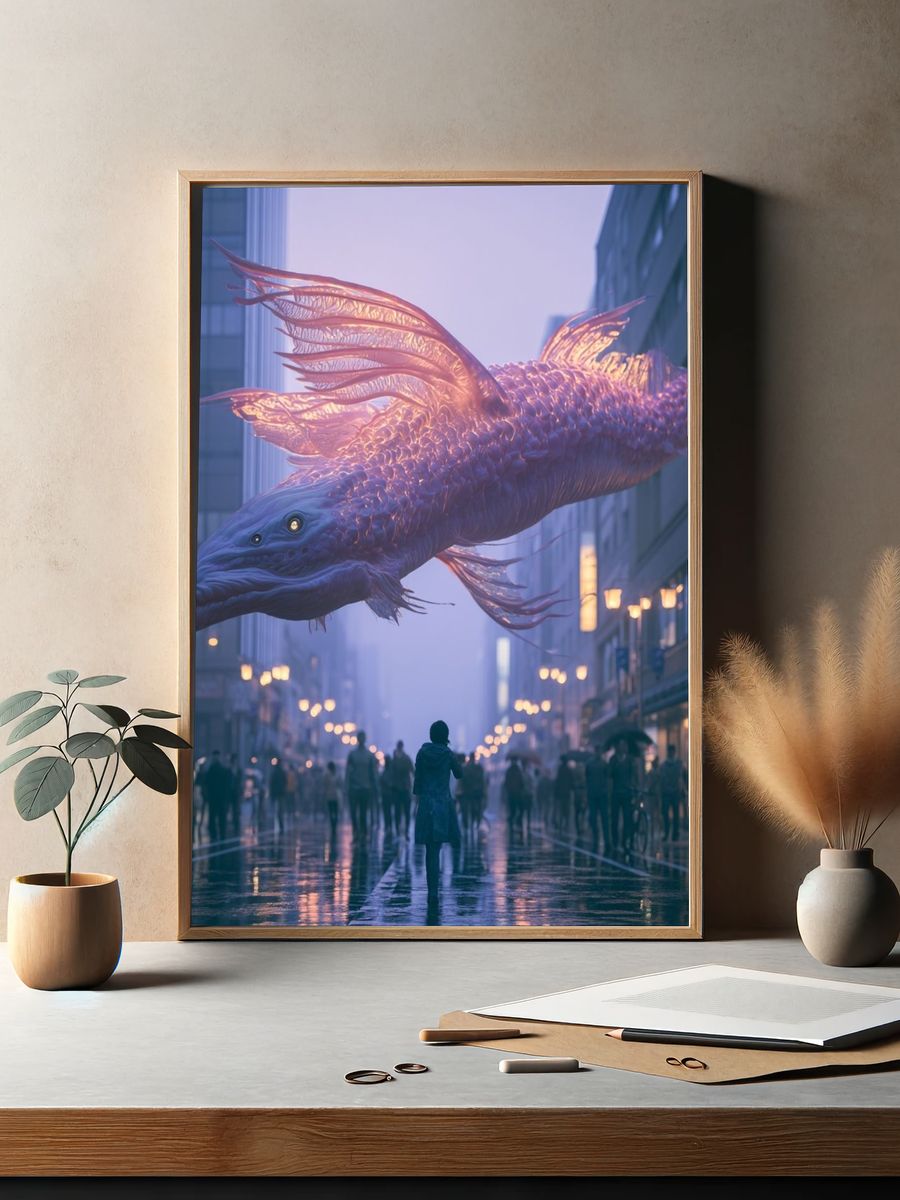 Glowing Leviathan Cityscape Poster. — room view 2