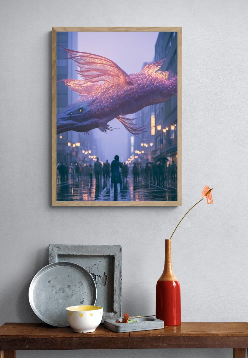 Glowing Leviathan Cityscape Poster. — room view 3