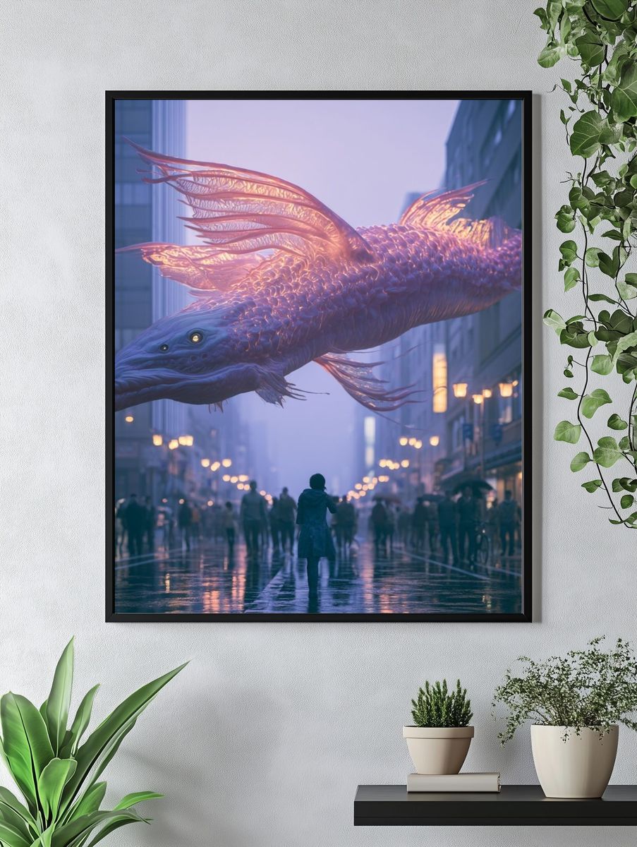Glowing Leviathan Cityscape Poster. — room view 4