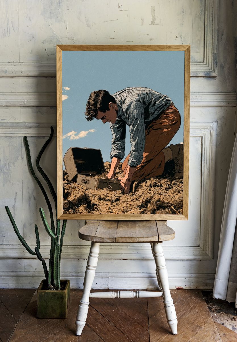 Treasure Hunter Illustration Poster. room preview