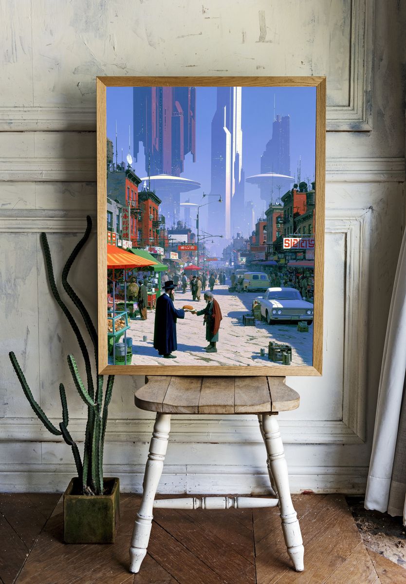Futuristic City Street — Sci-Fi Print. room preview