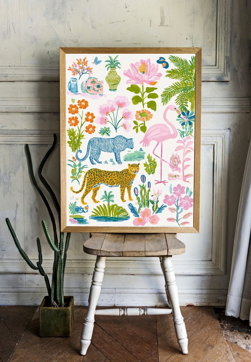 Tropical Safari Illustration Poster. room preview