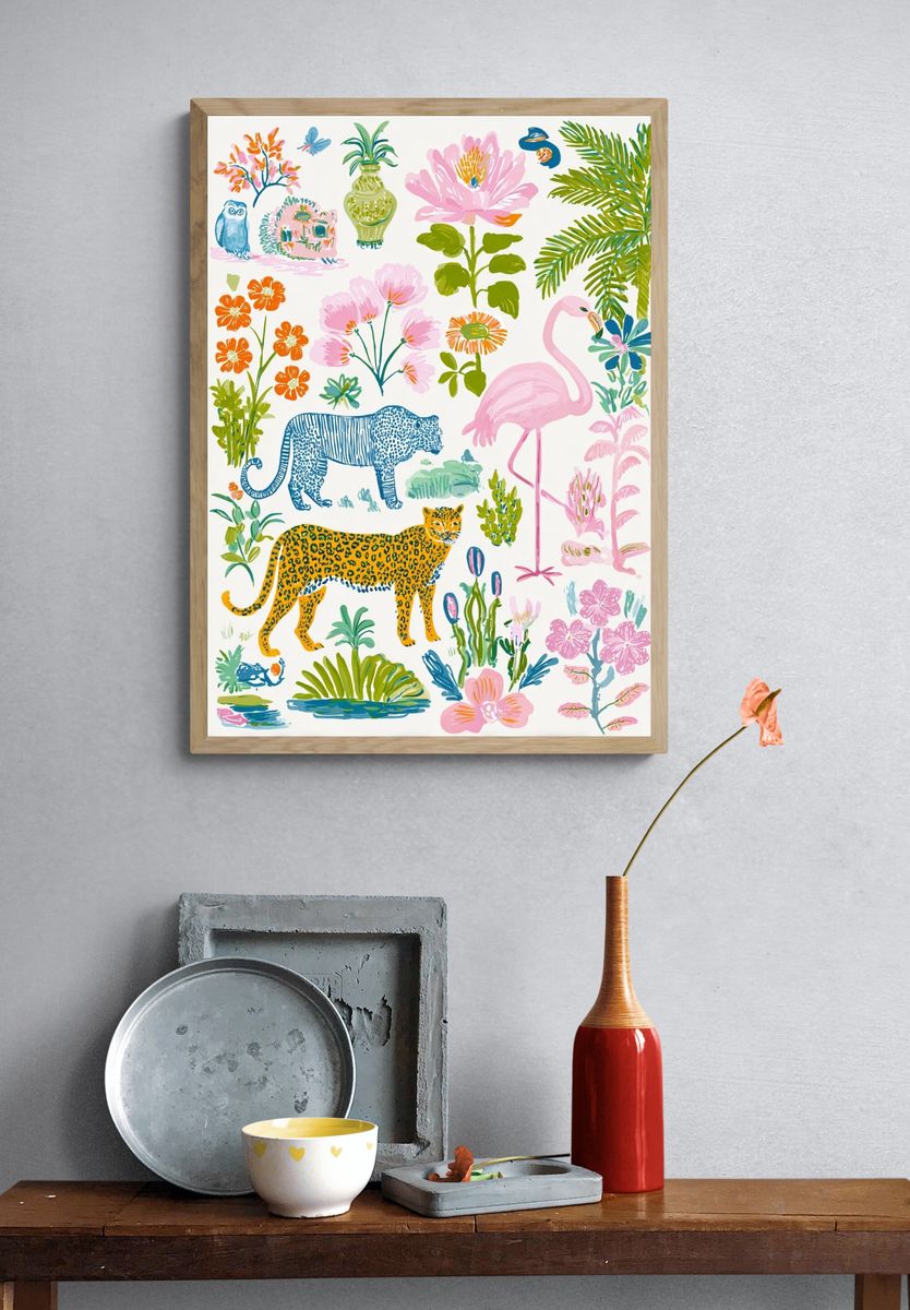 Tropical Safari Illustration Poster. — room view 3