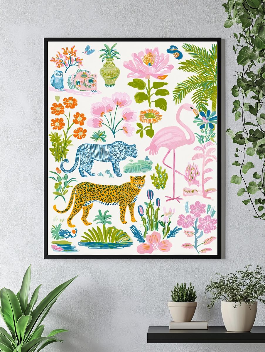 Tropical Safari Illustration Poster. — room view 4
